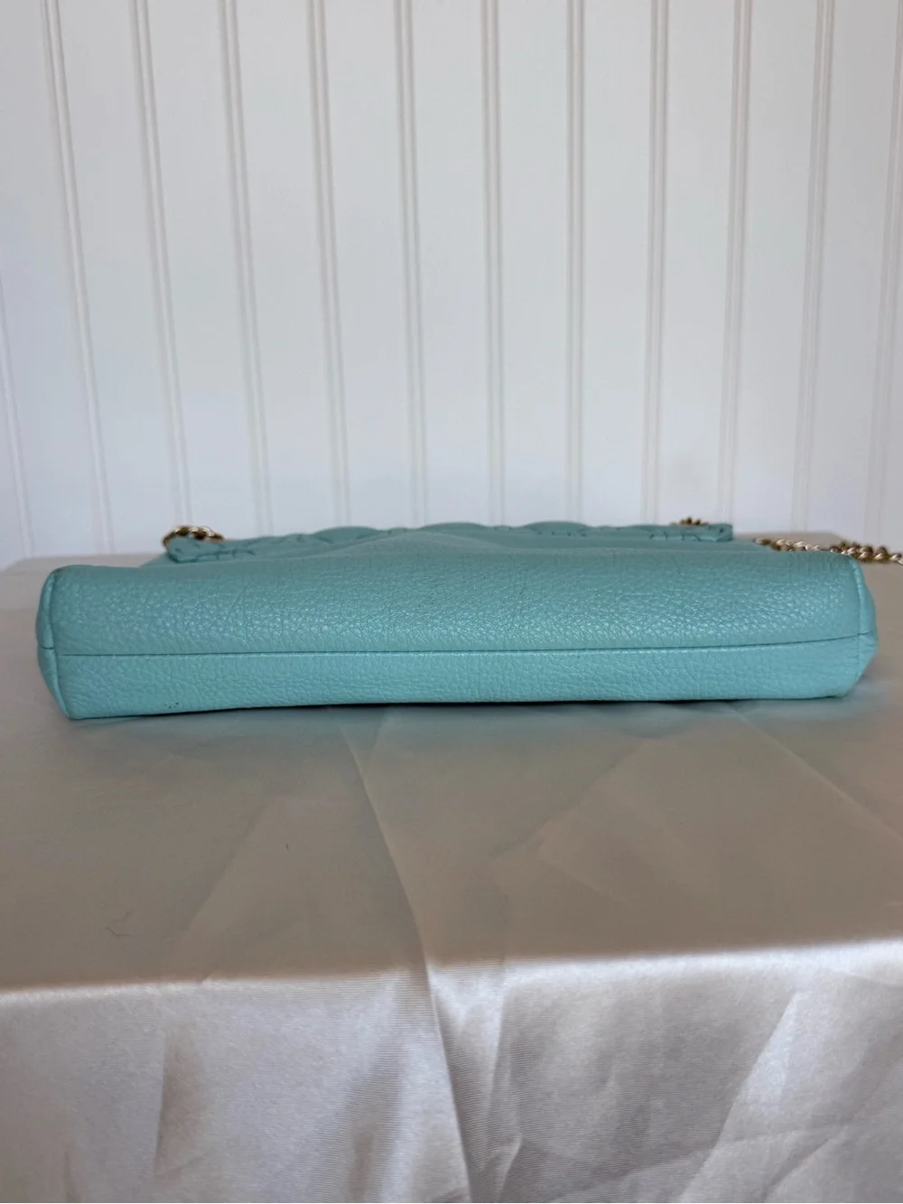 Kate Spade New York Blue Pebbled Leather Quilted Chain Shoulder Bag COA